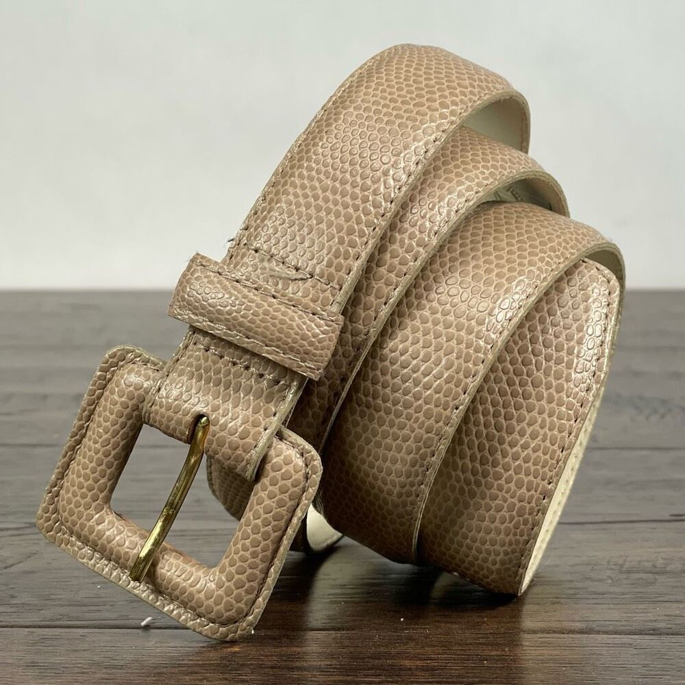Vintage‎ TAIL Pebble Leather Belt Medium Beige Tan Retro Mid Century 29-32